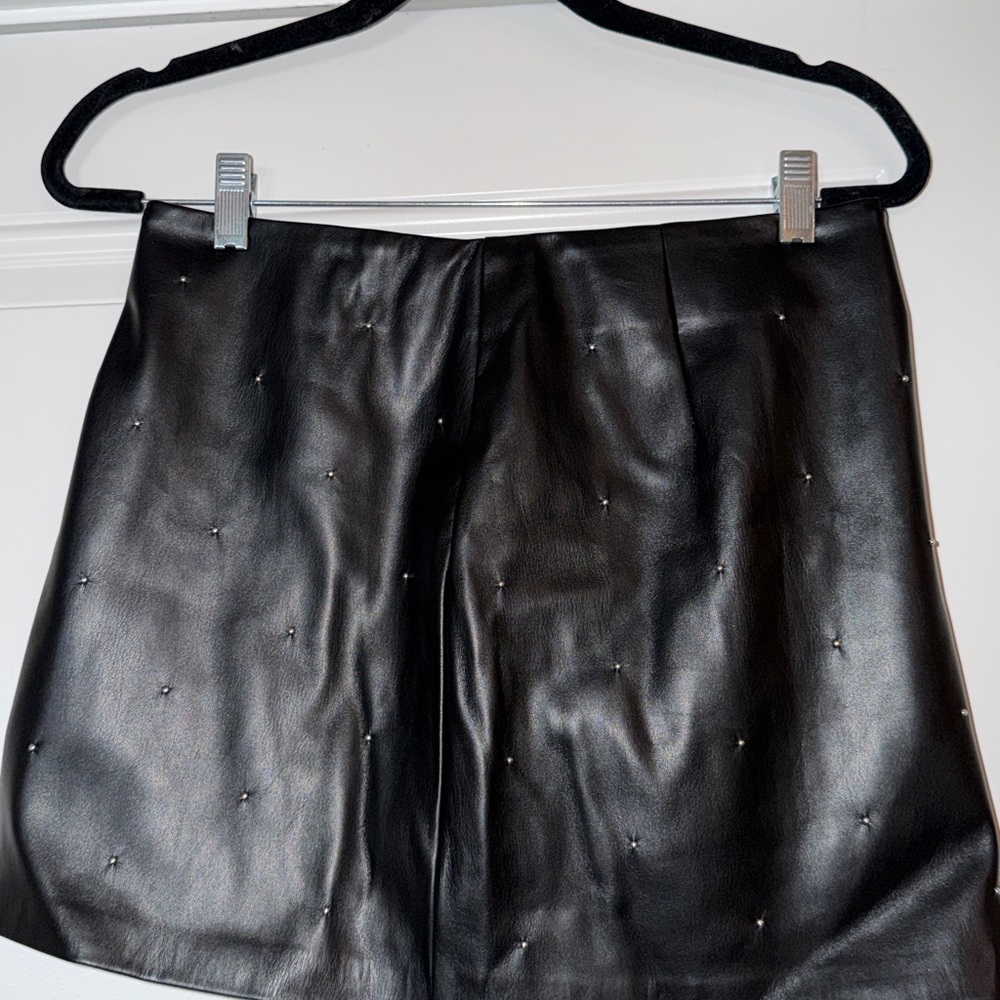 House of Harlow 1960 Studded Black Faux Leather Mini Skirt - Small